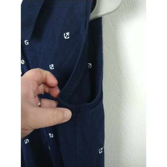 Croft&Barrow Woman M Blue Anchored Collared 1/2 Button Tank Shirt - Picture 6 of 10